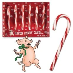 Archie McPhee Bacon Candy Canes: 6-Piece Box -Snickers Sales Store archie mcphee bacon candy canes 6 piece box candy warehouse 3