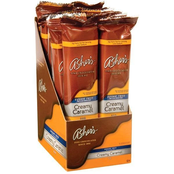 Asher's Sugar Free Chocolate Candy Bars - Caramel: 12-Piece Box 3 Asher's Sugar Free Chocolate Candy Bars - Caramel: 12-Piece Box