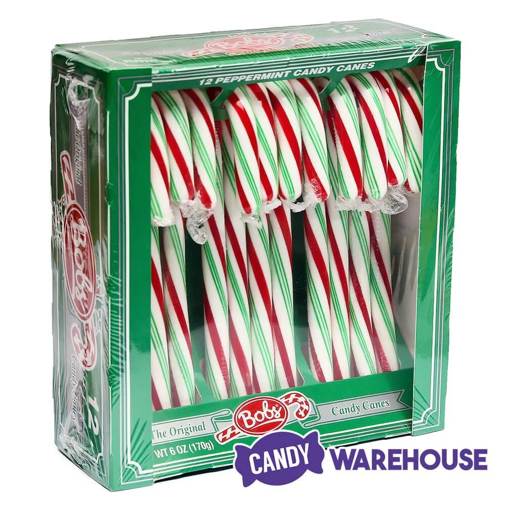 Bobs Sweet Stripes Red, White And Green Peppermint Candy Canes: 12-Piece Box 4 Bobs Sweet Stripes Red, White And Green Peppermint Candy Canes: 12-Piece Box - Image 2