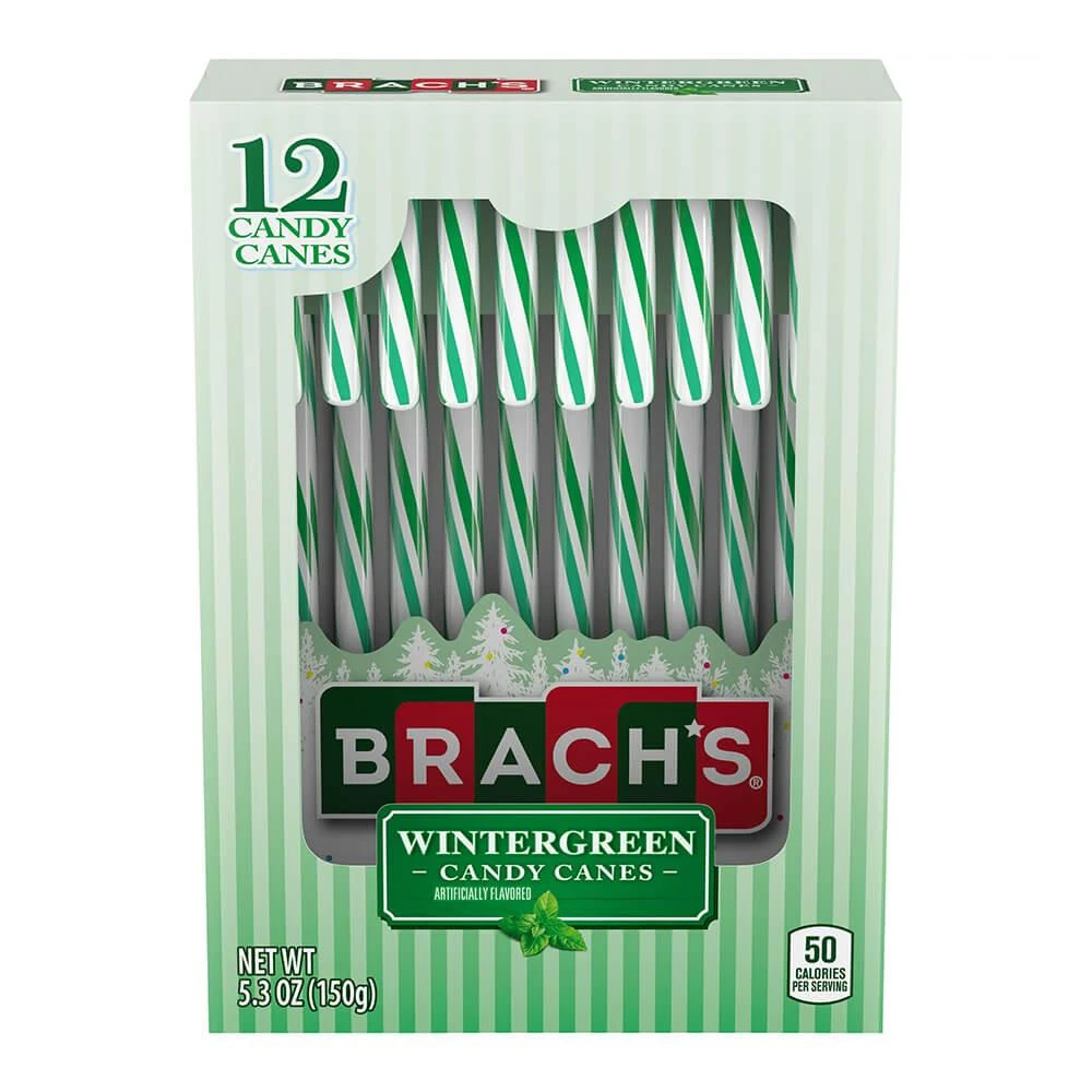Brach's Wintergreen Candy Canes 12-PC Box 3 Brach's Wintergreen Candy Canes 12-PC Box