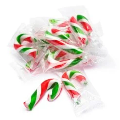Mini Candy Canes - Red, Green, And White: 100-Piece Tub